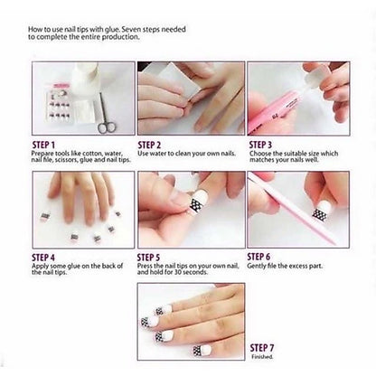 Pekanbaru (24Pcs Free Lem) Kuku Palsu Murah Tahan Air Fashion Nail Art 3D Korea Fake Nails Manicure