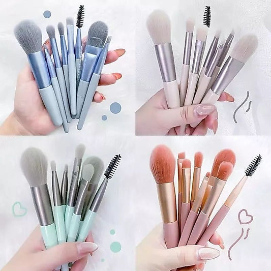 Pekanbaru Kuas Make Up Set Isi 8 Free Dompet Warna / Free Pouch Transparan / Alat Brush Make Up