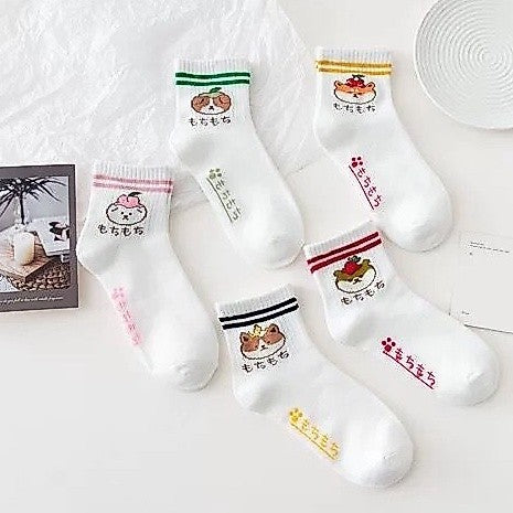 [littlecrab] Kaos Kaki Puppy Japanese Style Kaos Kaki Lucu Gemesh Kaos Kaki Putih Panjang Berkualitas Cute Puppy Women Socks Kaos Kaki Lembut Simple High Quality Colorful Sock Korean Style