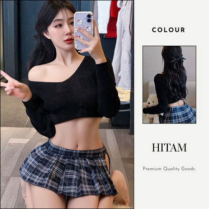 Pekanbaru Lingerie Set Atasan Dan Rok D 169 Kotak-Kotak Sweater Gaya Siswa