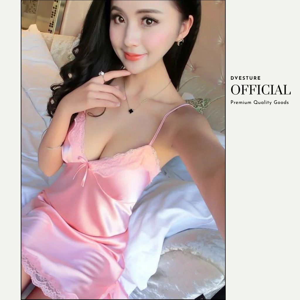 Pekanbaru Lingerie Dress Set D-106 Bahan Satin Baju Tidur Wanita Dewasa