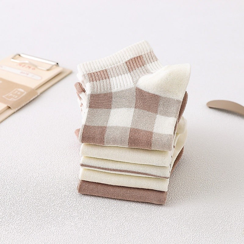 [littlecrab] Kaos Kaki Bear Chocolate Cute Women Socks Import Kaos Kaki Berkualitas Square  White Kaos Kaki Beruang Korean Style