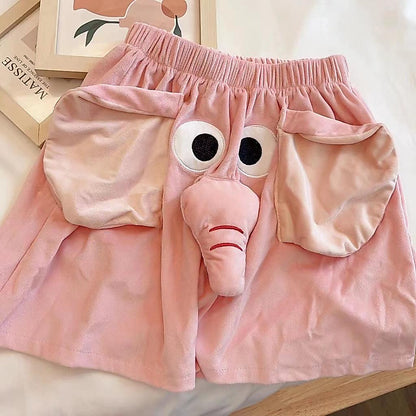 [littlecrab] Celana Pendek Motif Gajah Lucu Belalai Bunyi Dumbo Unik Couple Piyama Tidur Celana Gajah Short Pants Daily Pink Biru Unisex