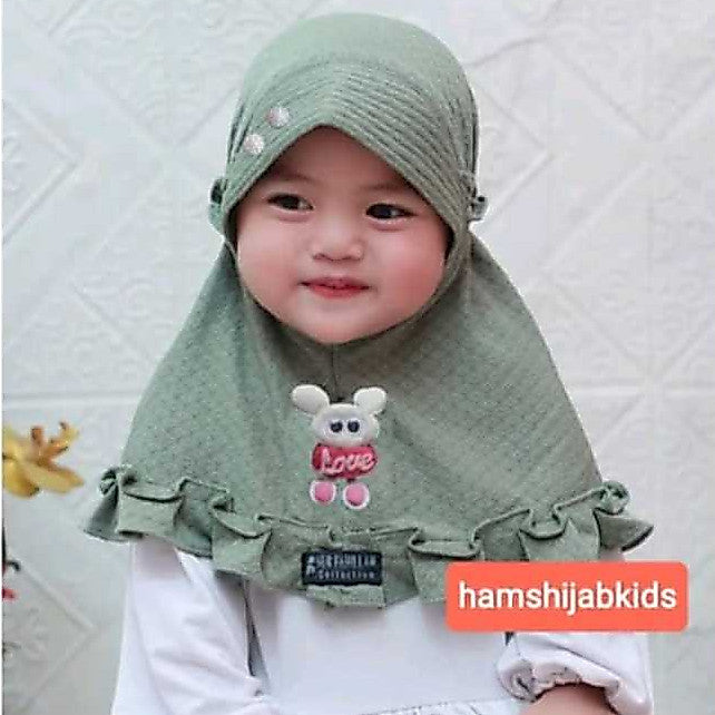 hijab tali karet kerut untuk anak usia 0-3 th / jilbab anak perempuan tali kerut