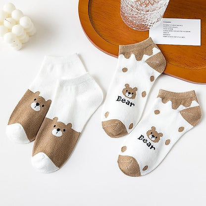 [littlecrab] Kaos Kaki Beruang Coklat Cute Women Socks Import Kaos Kaki Berkualitas Brown Bear Kaos Kaki Lucu Korean Style