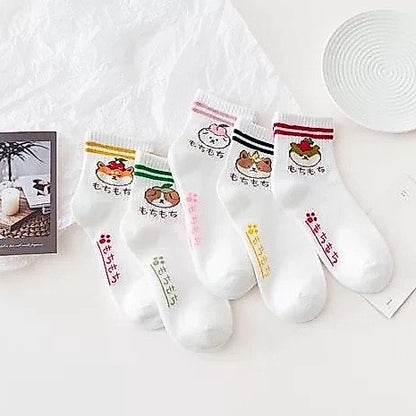 [littlecrab] Kaos Kaki Puppy Japanese Style Kaos Kaki Lucu Gemesh Kaos Kaki Putih Panjang Berkualitas Cute Puppy Women Socks Kaos Kaki Lembut Simple High Quality Colorful Sock Korean Style