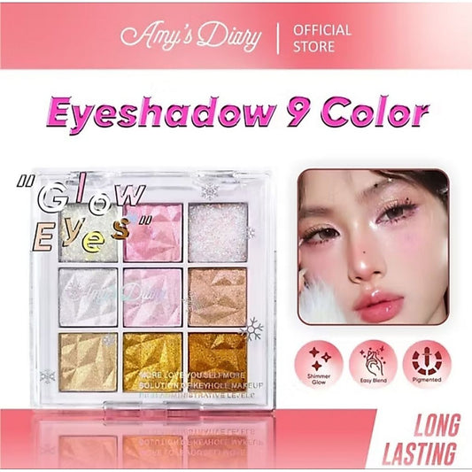 Pekanbaru [Bpom] Amy'S Diary 9 Color Super Pigmented Eyeshadow Palette Korean Look