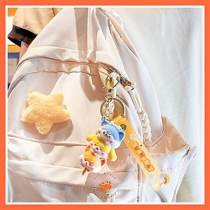 [littlecrab] Gantungan Kunci Motif Doggy Piggy Tumpuk Cute Keychain Gemoy Trio Aksesoris Aesthetic