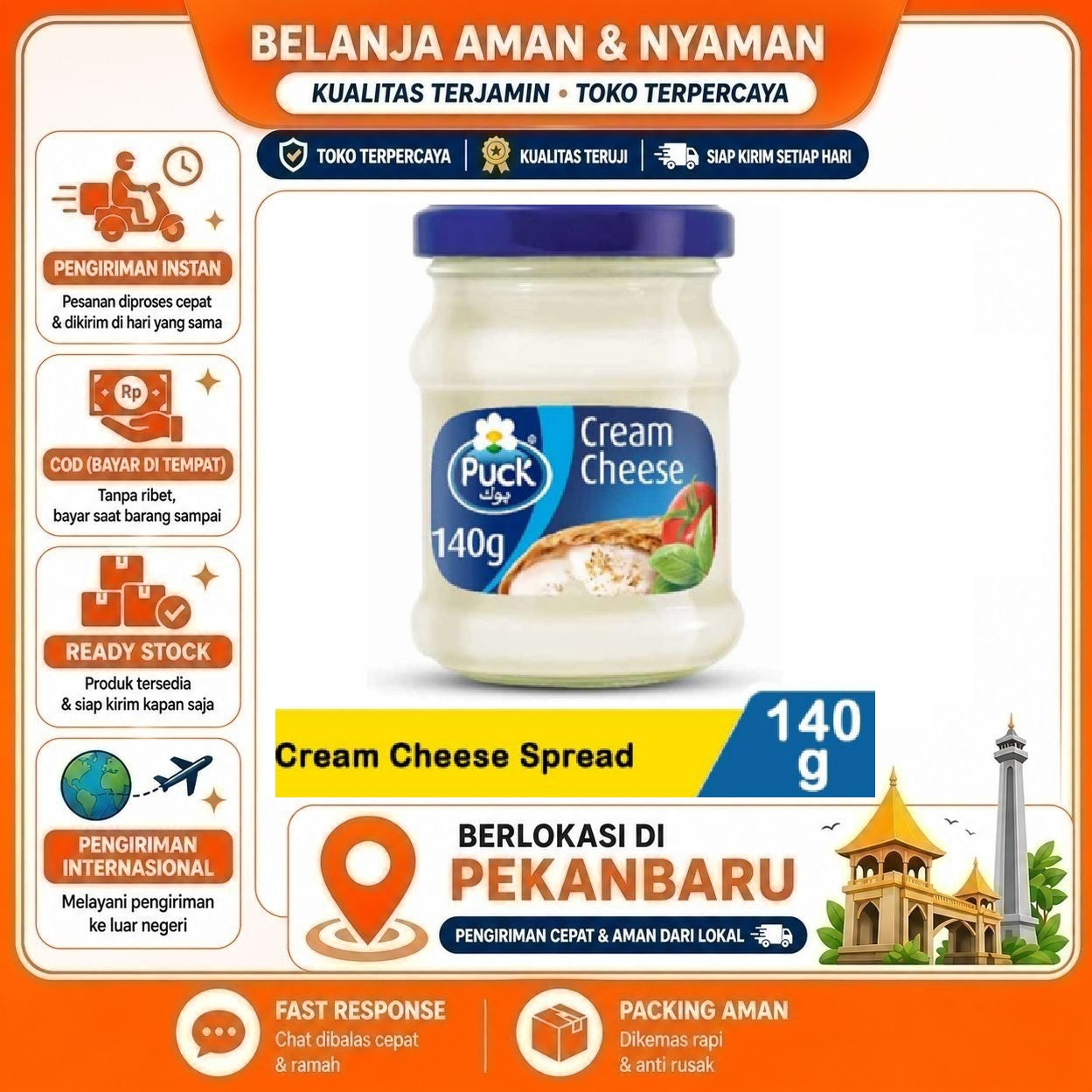 [SDW] pekanbaru/Puck Keju Oles Krim 140gr - Lezat, Halal, Mudah Digunakan - Cream Cheese Spread Roti