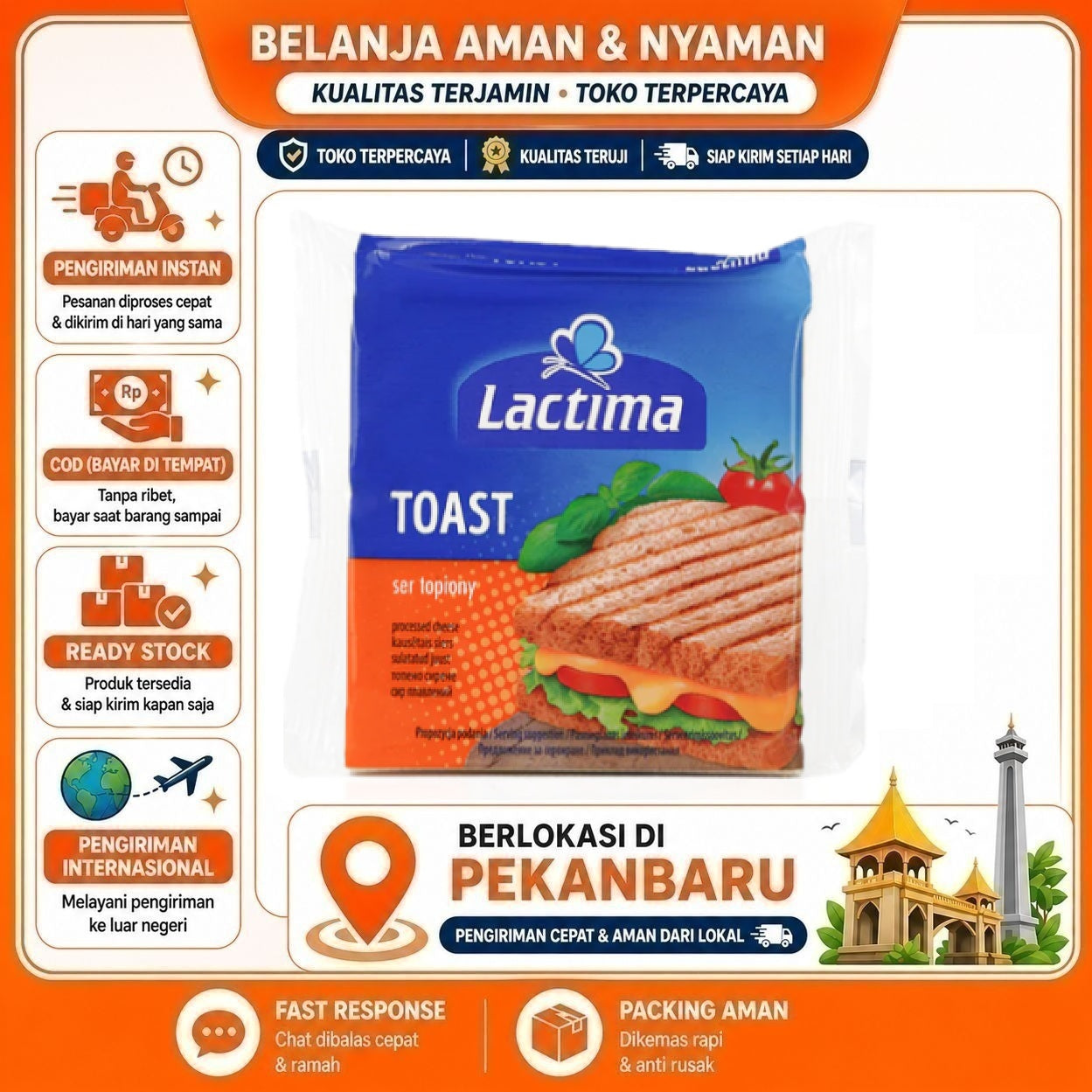 [SDW] pekanbaru/130 gr Lactima Toast Processed Cheese Slice Lembaran Keju Olahan Bahan Makanan Roti