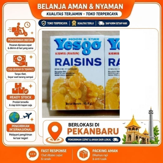 Pekanbaru 42.5 gr Yesgo Kismis Kuning Yellow Raisin Seedless Raisins Moon & Star Halal Sehat