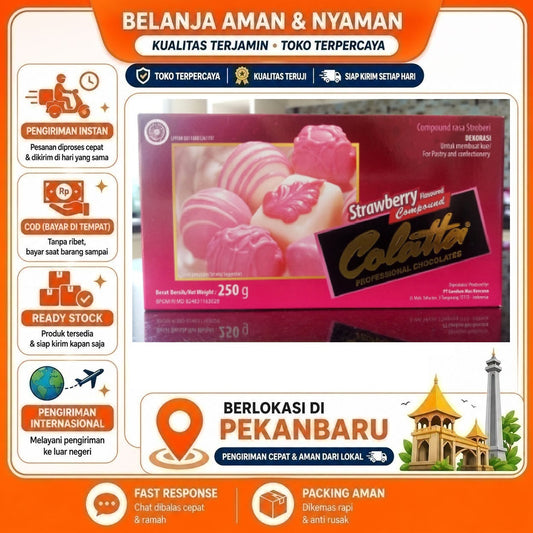 Pekanbaru 250 Gram Colatta Strawberry Flavoured Compound Rasa Stroberi Bahan Dekorasi Kue Cake