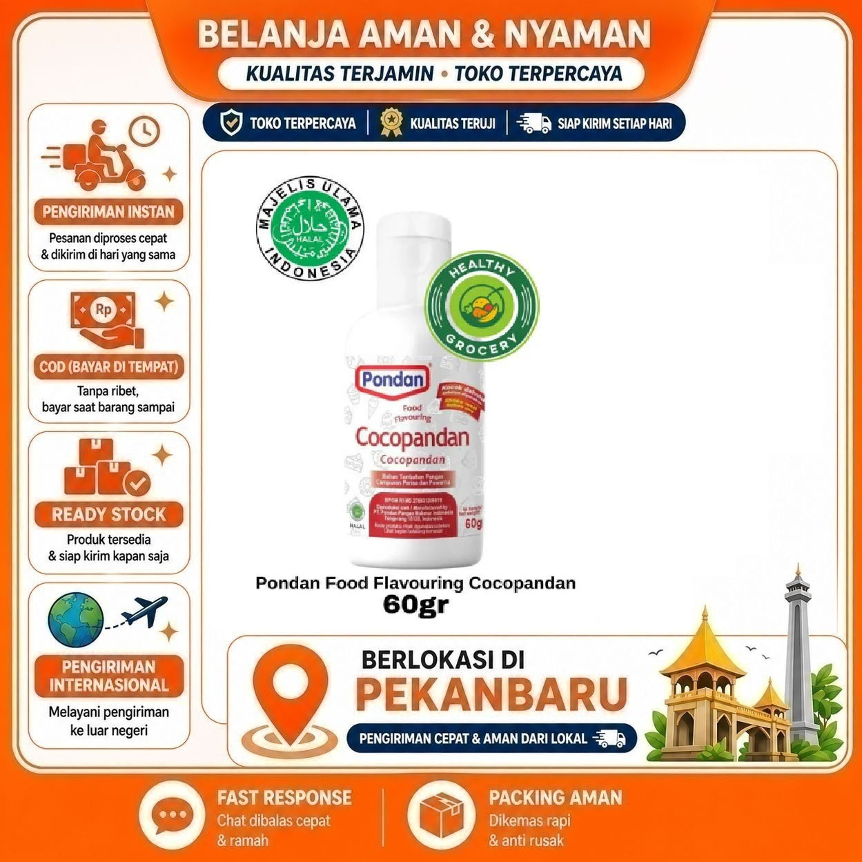 [SDW] pekanbaru/60ml Pondan Food Flavouring Cocopandan Coco Pandan Bahan Campuran Perisa & Pewarna