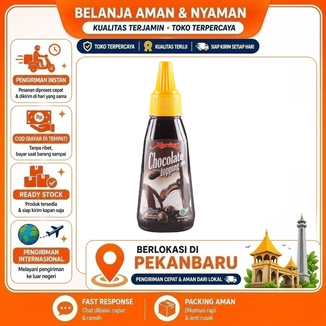 [SDW] pekanbaru/200 Gram Mariza Chocolate Topping Rasa Cokelat Bahan Dekorasi Kue Cake Mix Halal