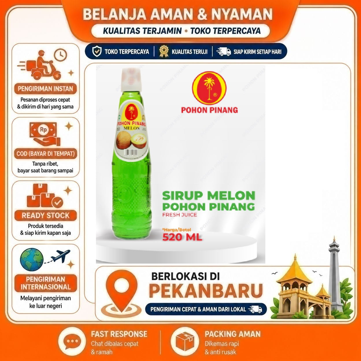 [SDW] pekanbaru/520ml Pohon Pinang Sirup Rasa Buah Melon Fruit Flavour Syrup Bahan Minuman Halal