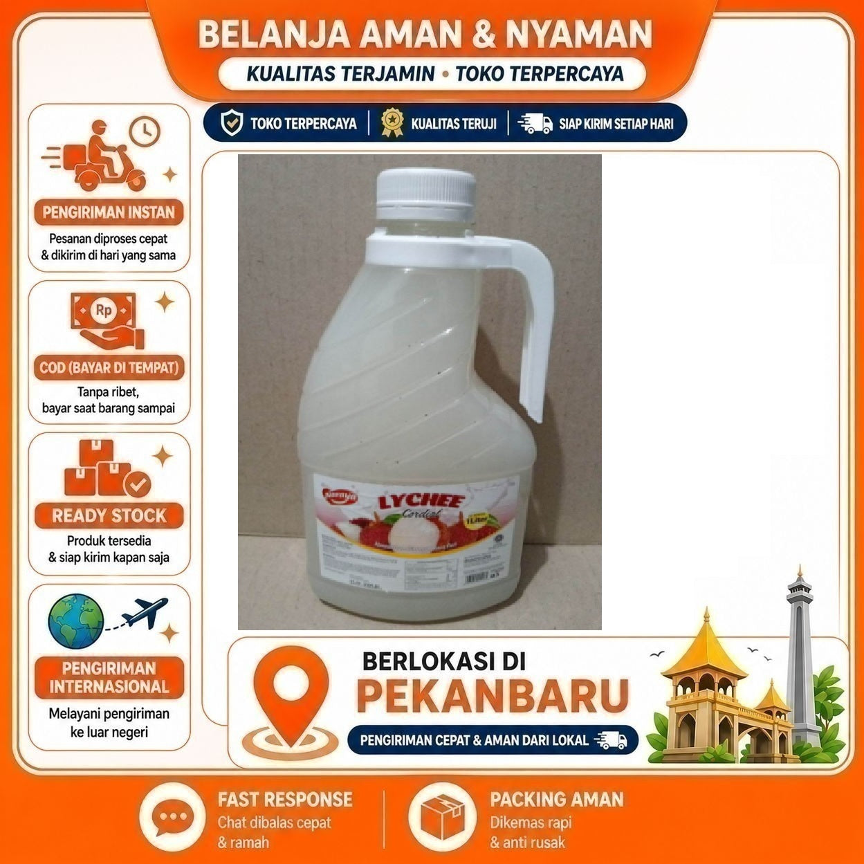 [SDW] pekanbaru/2 Liter Naraya Lychee Cordial Syrup Konsentrat Minuman Sirup Rasa Buah Leci Halal