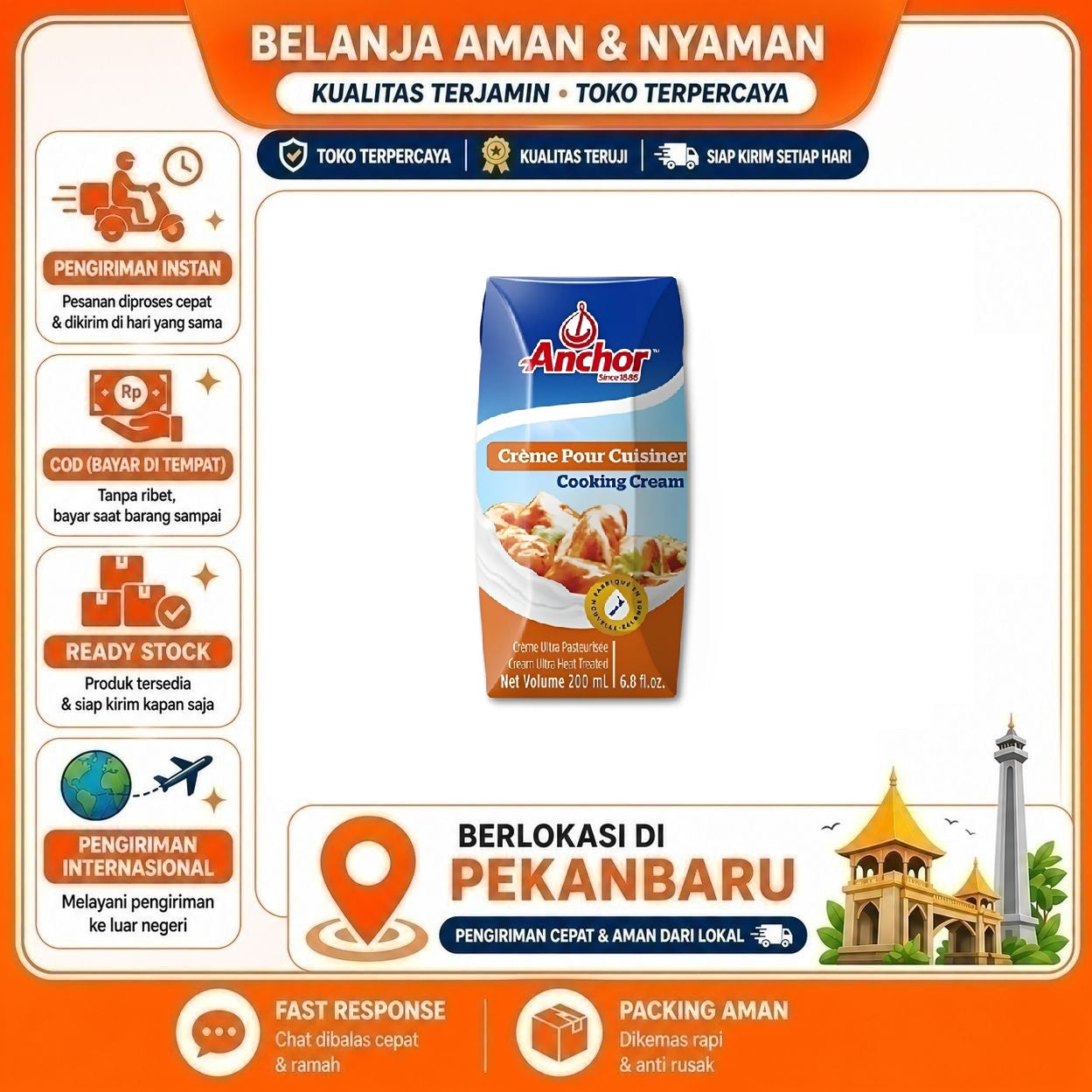 [SDW] pekanbaru/200ml Anchor Cooking Cream - Krim Masak - Makanan & Minuman > Kebutuhan Memasak 200g