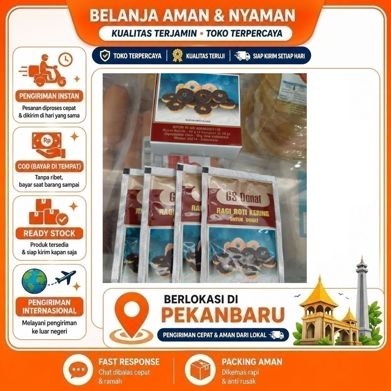 [SDW] pekanbaru/4 Saset GS Donat Ragi Roti Kering Untuk Donut Yeast Bahan Baking Kue Cake Mix Halal