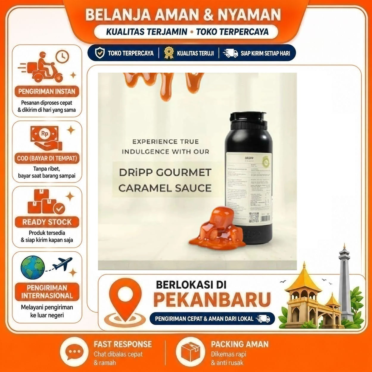 [SDW] pekanbaru/500ml Dripp Gourmet Saus Karamel Caramel Sauce Bahan Campuran Minuman Cafe Mix Drink