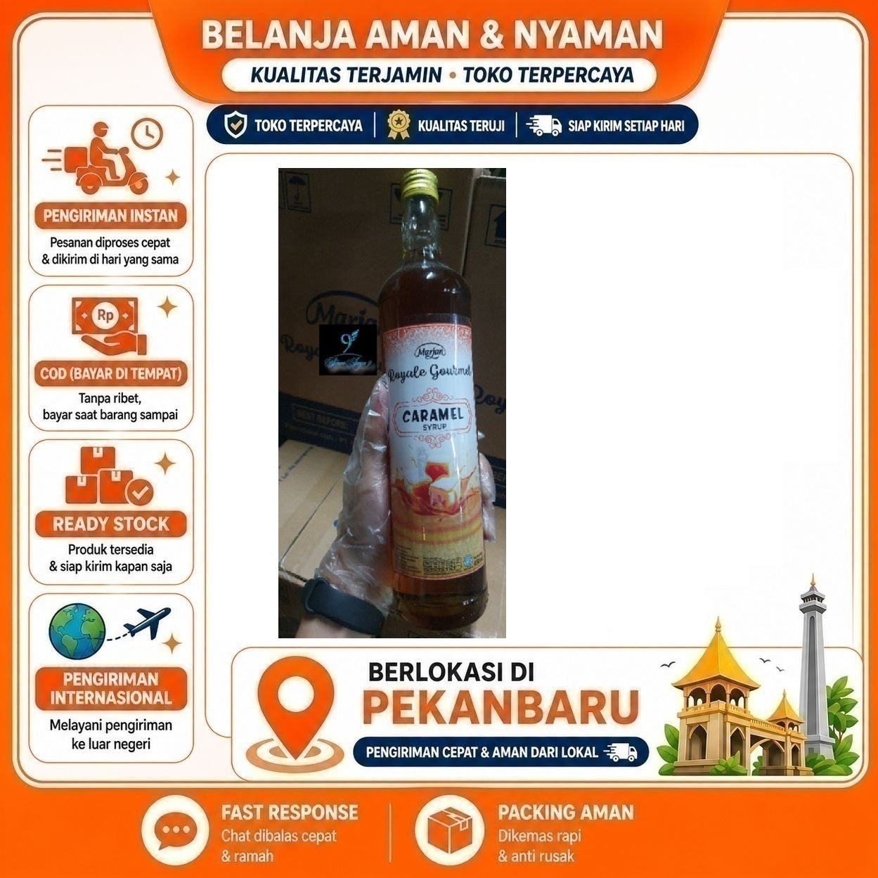[SDW] pekanbaru/650ml Marjan Royale Gourmet Caramel Syrup Sirup Rasa Karamel Bahan Minuman Halal