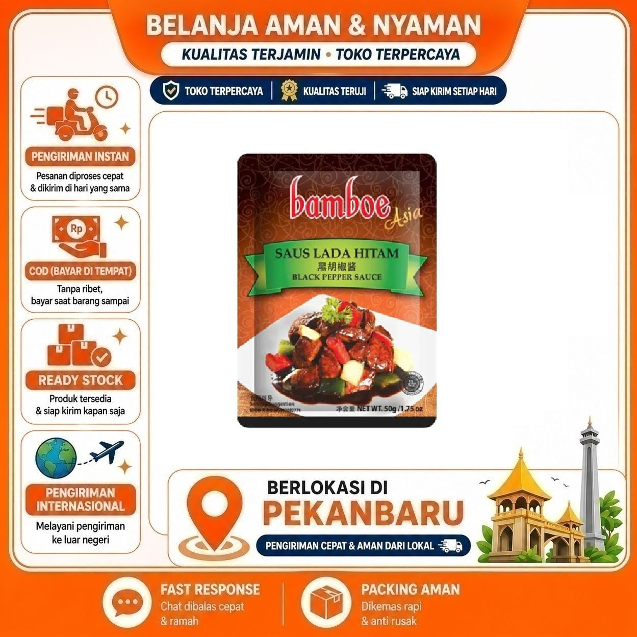 [SDW] pekanbaru/50 Gram Bamboe Saus Lada Hitam Spice Mix For Black Pepper Sauce Bumbu Masak Instan