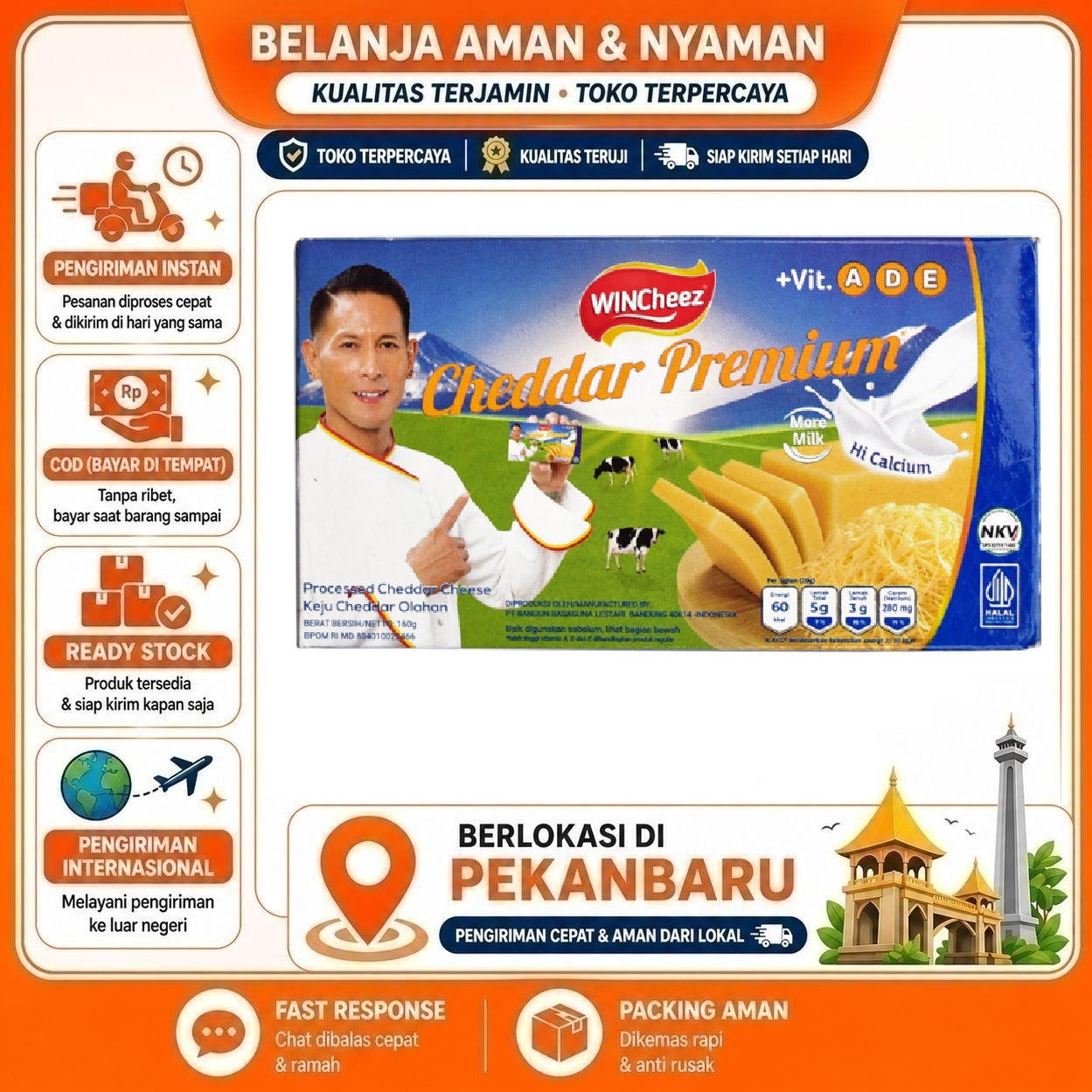 [SDW] pekanbaru/Keju Block Wincheez Cheddar Premium 160gr - Gurih, Mudah Diparut, Hasil Sempurna