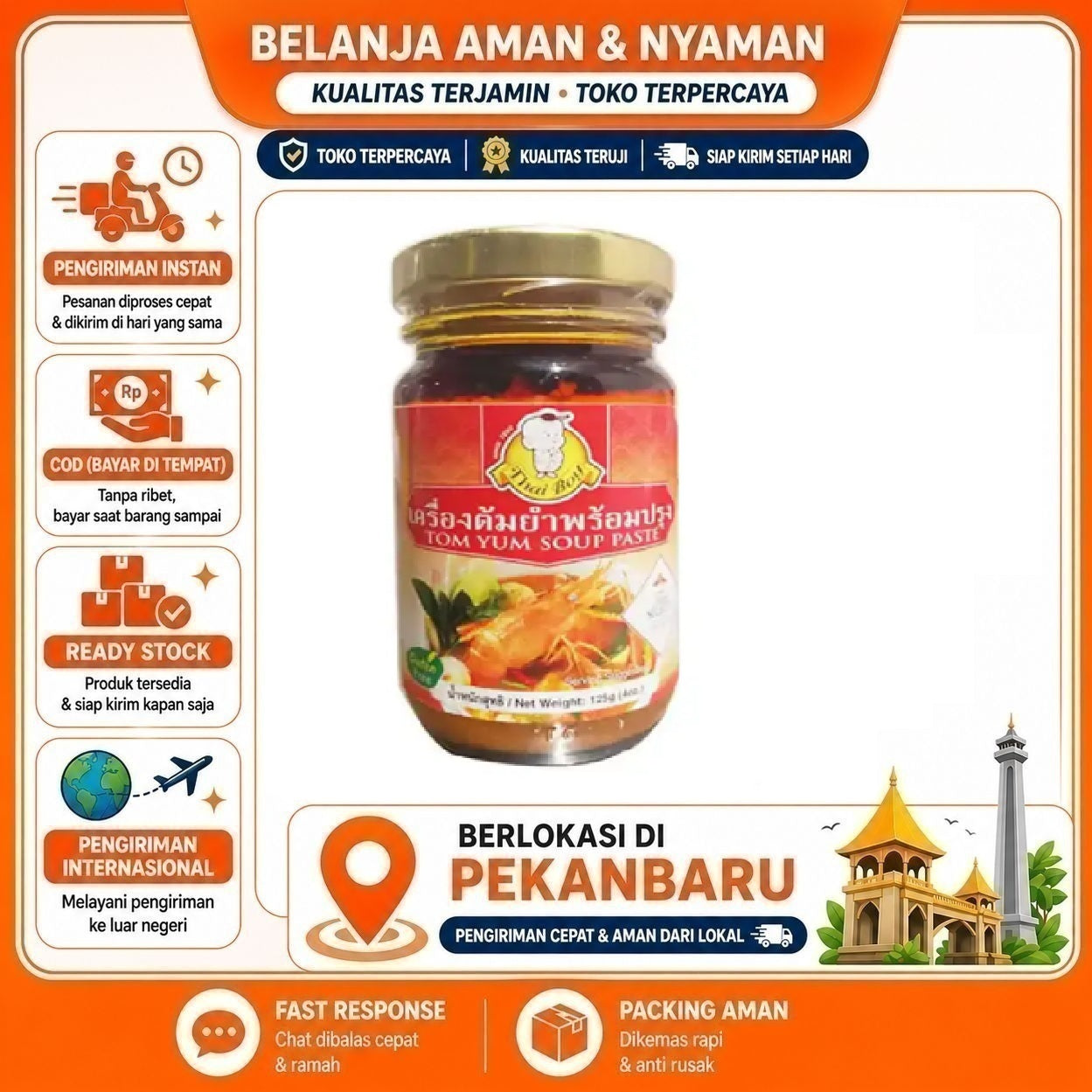[SDW] pekanbaru/125 Gram Thai boy Tom Yum Soup Paste Bumbu Masak Instan Tomyum Tomyam Seasoning 125g