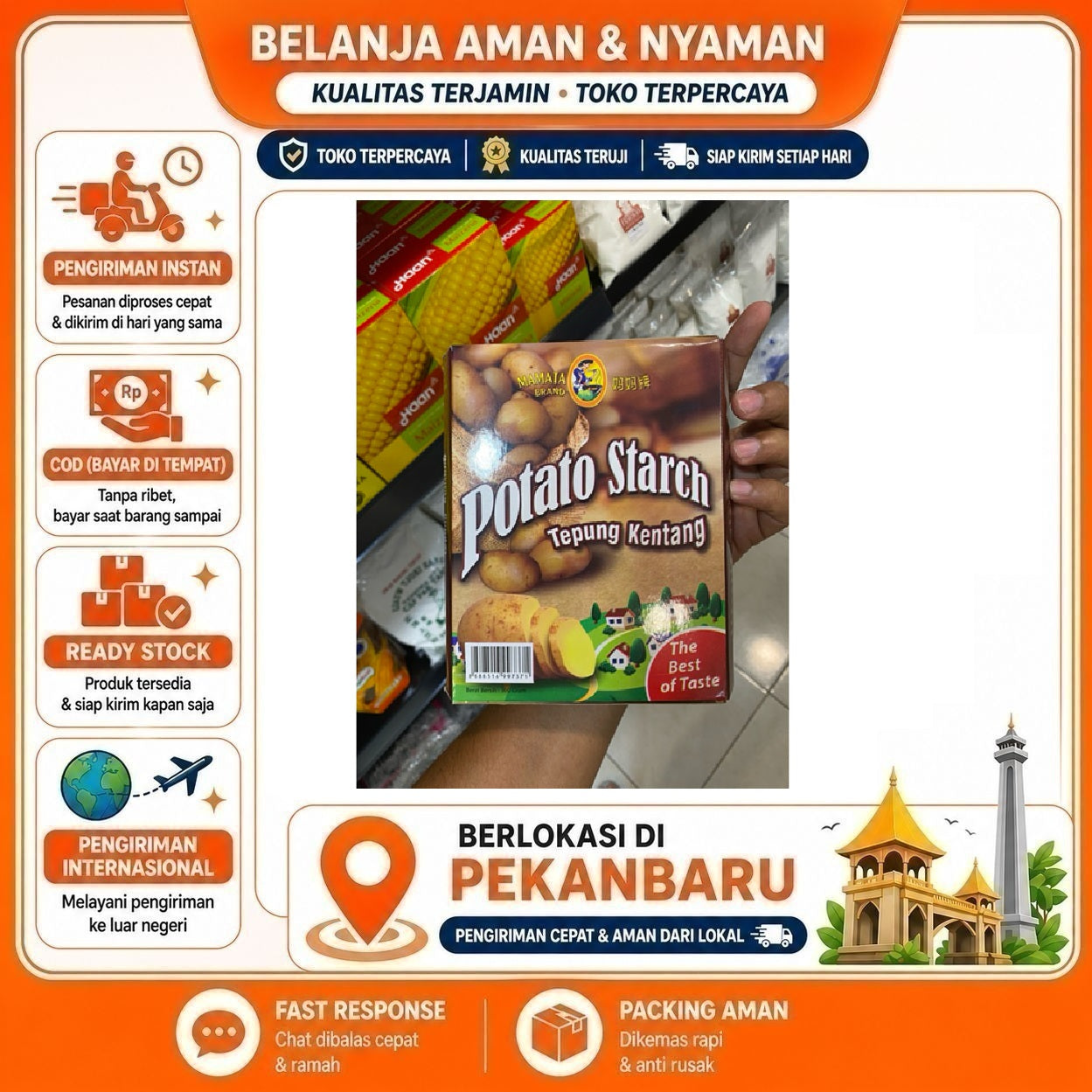 [SDW] pekanbaru/300 Gram Mamata Brand Potato Starch Tepung Kentang Halal Bahan Makanan Kue Cake Food