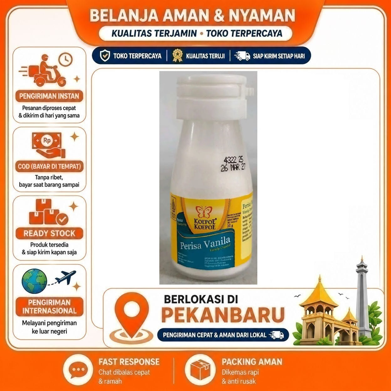 [SDW] pekanbaru/20 gr Koepoe Koepoe Perisa Vanila Vanilla Vanely Crystal Bahan Kue Baking Mix Halal