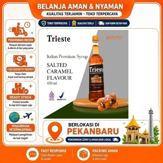 Pekanbaru 650ml Trieste Salted Caramel Flavour The Italian Premium Syrup Sirup Karamel Halal
