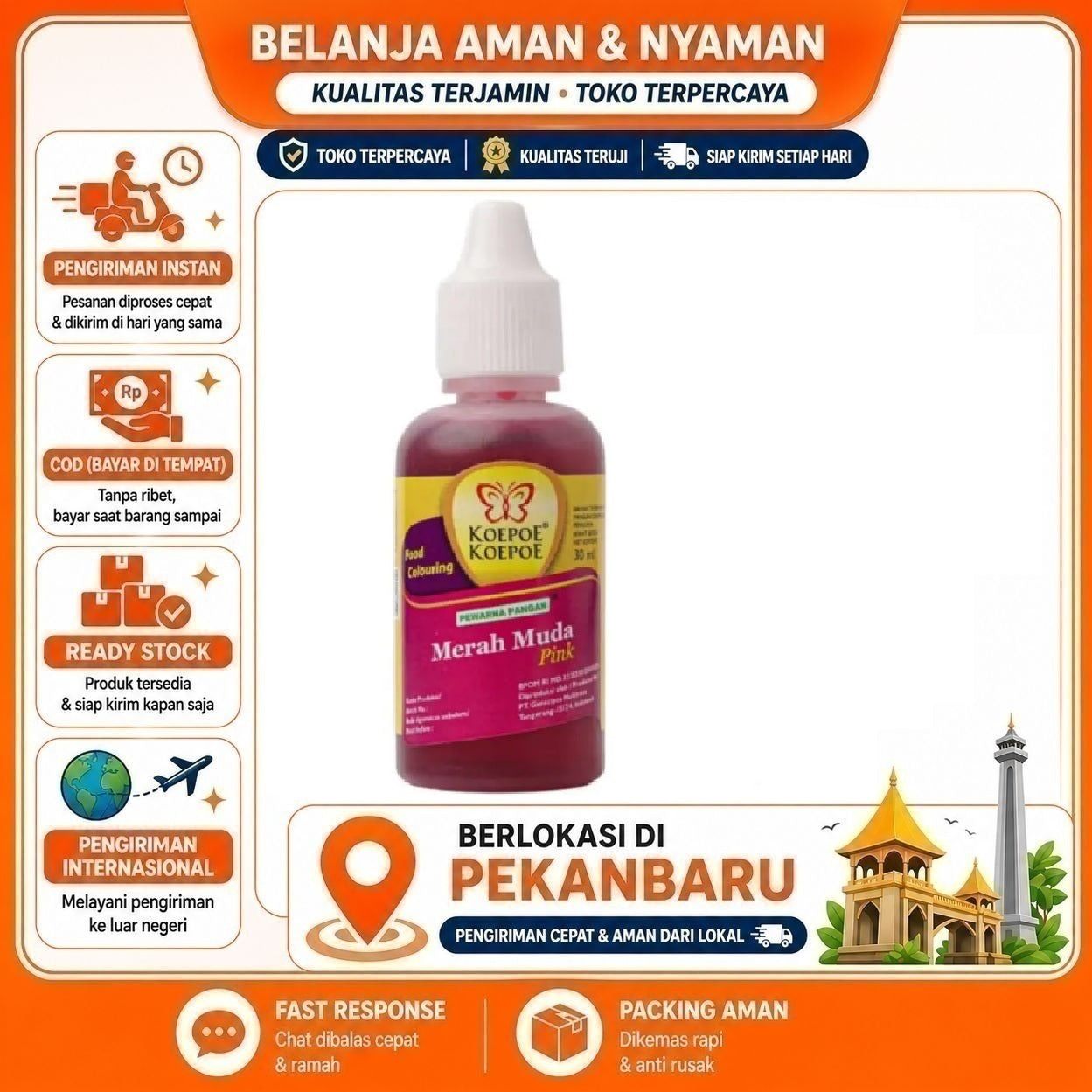 [SDW] pekanbaru/30ml Koepoe Koepoe Pewarna Makanan Merah Muda Pink Bahan Kue Cake Mix Food Halal