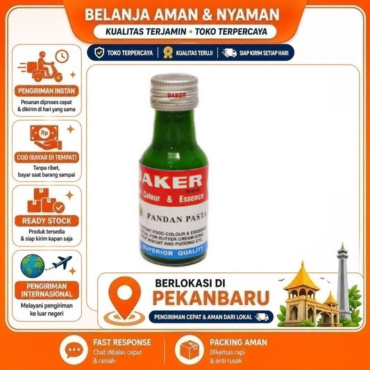 Pekanbaru 28ml Baker Brand Pandan Pasta For Food Colour & Essence Bahan Baking Kue Cake Mix