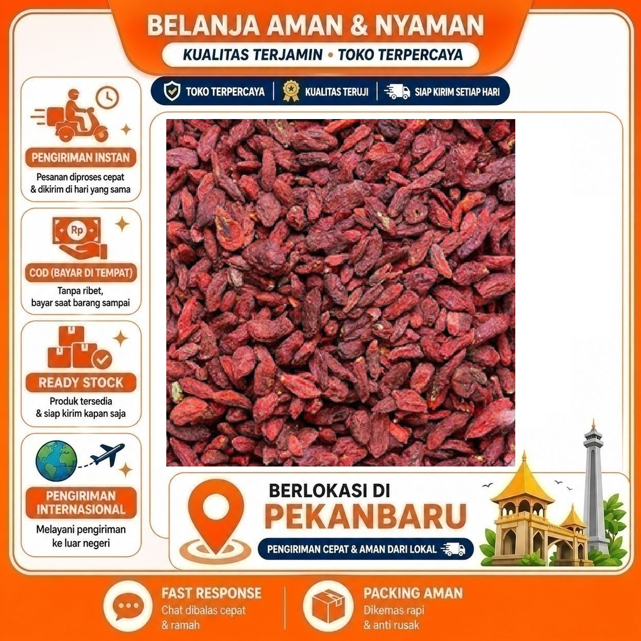 [SDW] pekanbaru/Goji Berry Kering 50 gr - Kandungan Nutrisi Tinggi, Antioksidan Alami, Makanan Sehat