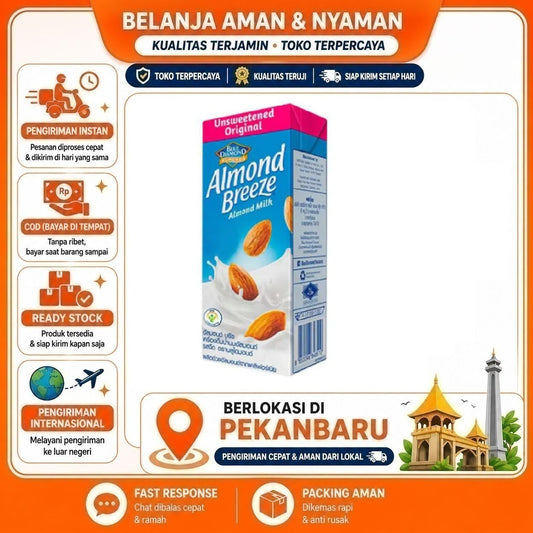 Pekanbaru 180ml Almond Breeze Milk Unsweetened Flavor Blue Diamond Minuman Susu Non-Dairy