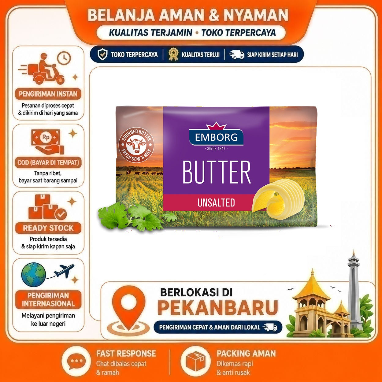 [SDW] pekanbaru/100 gr Emborg Butter Unsalted Mentega Tawar Kebutuhan Memasak Bahan Makanan Halal