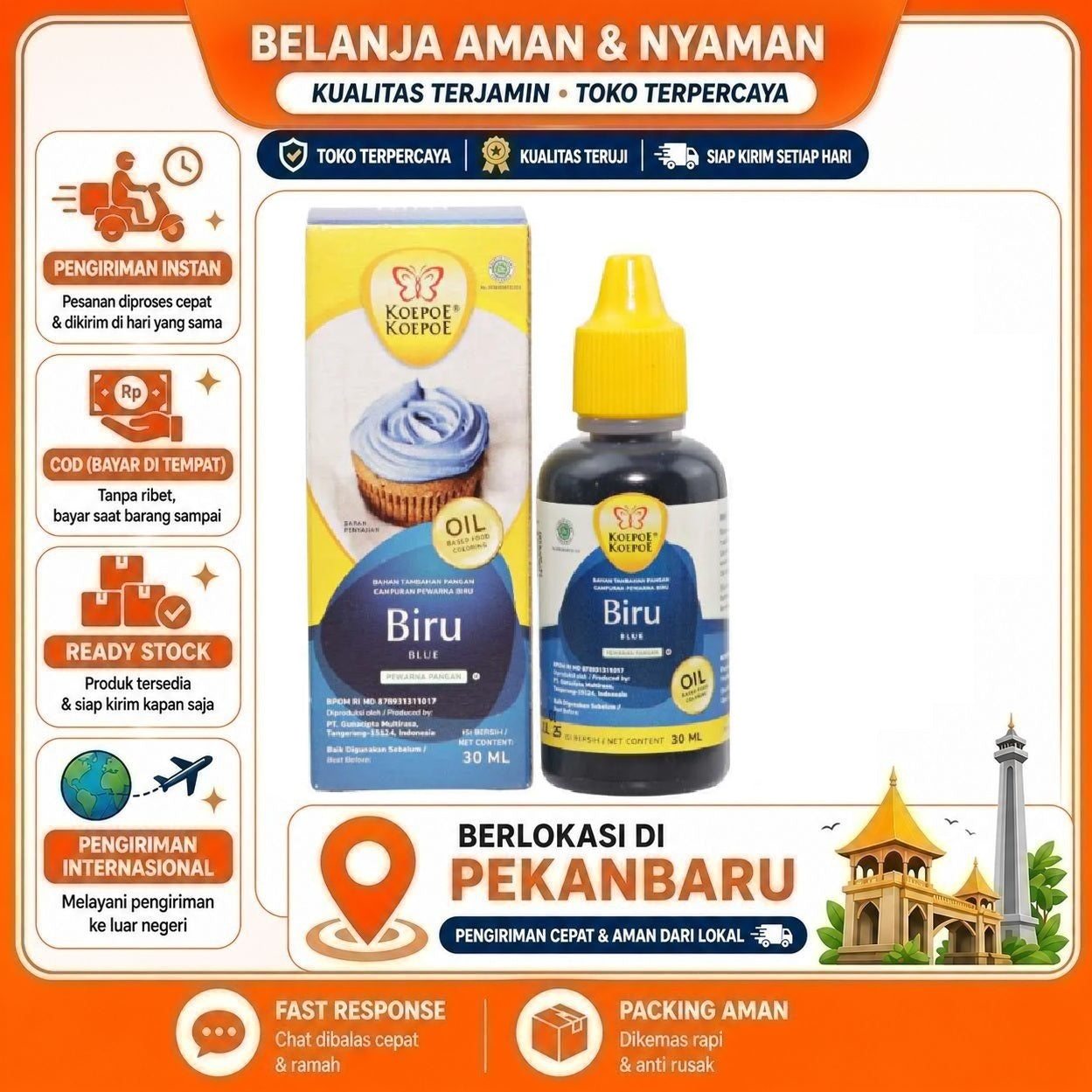 [SDW] pekanbaru/30ml Koepoe Koepoe Biru Oil Based Food Coloring Campuran Pewarna Kue Makanan Halal