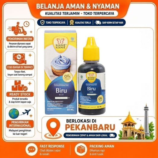Pekanbaru 30ml Koepoe Koepoe Biru Oil Based Food Coloring Campuran Pewarna Kue Makanan Halal