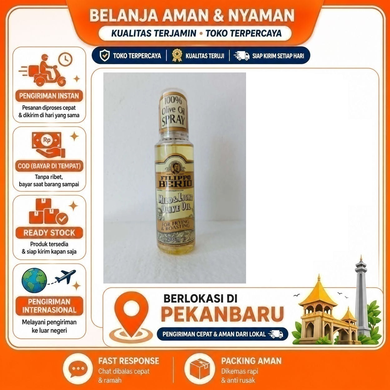[SDW] pekanbaru/200ml Filippo Berio Mild & Light Olive Oil Spray For Frying & Roasting Minyak Zaitun