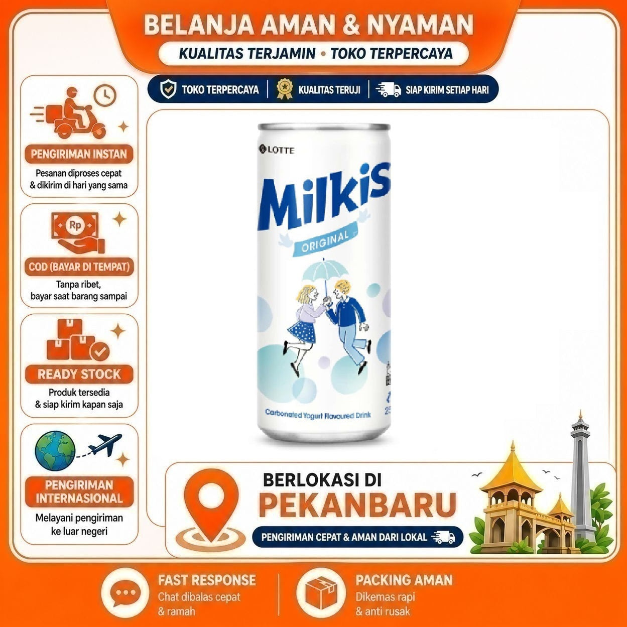 [SDW] pekanbaru/250ml Lotte Milkis Original Carbonated Yogurt Flavoured Drink Minuman Kaleng Bersoda