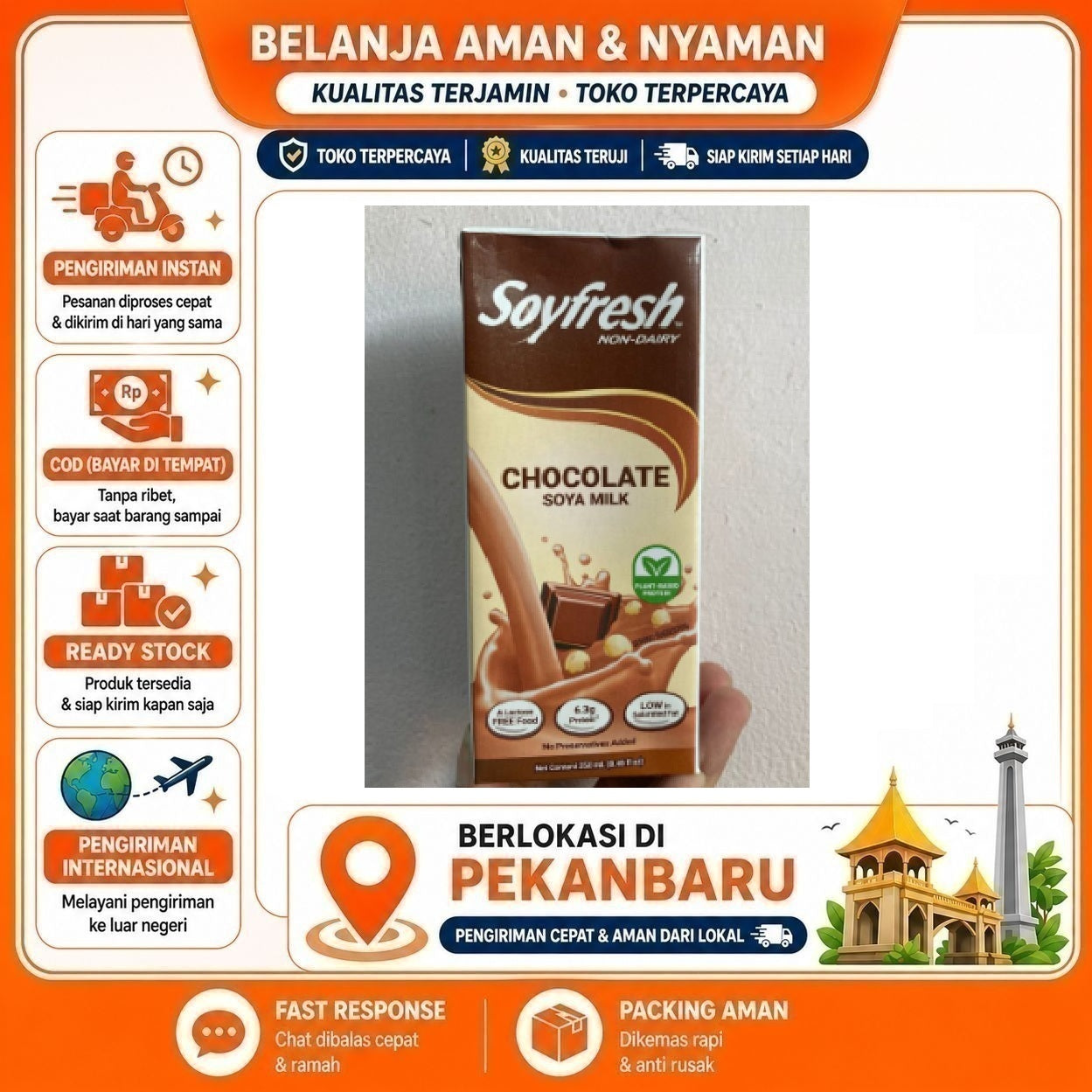 [SDW] pekanbaru/250ml Soyfresh Non-Dairy Chocolate Soya Milk Susu Nabati Rasa Cokelat Coklat Halal