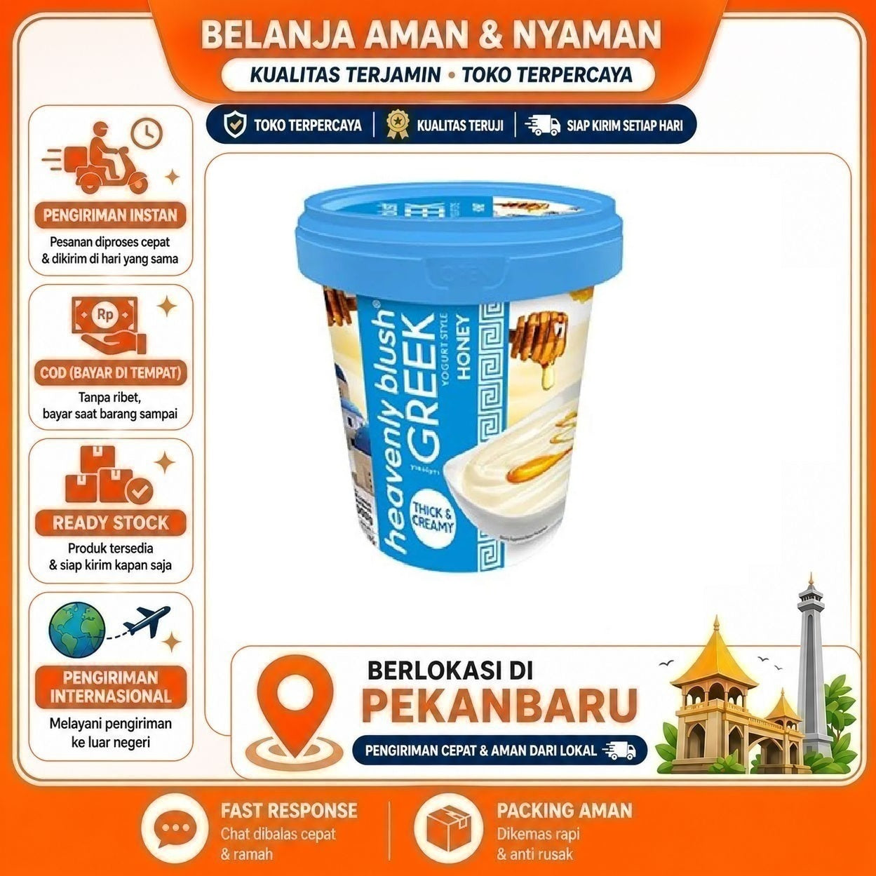 [SDW] pekanbaru/1 kg Heavenly Blush Greek Yogurt Honey Yoghurt Rasa Madu Tinggi Protein, Lembut Enak
