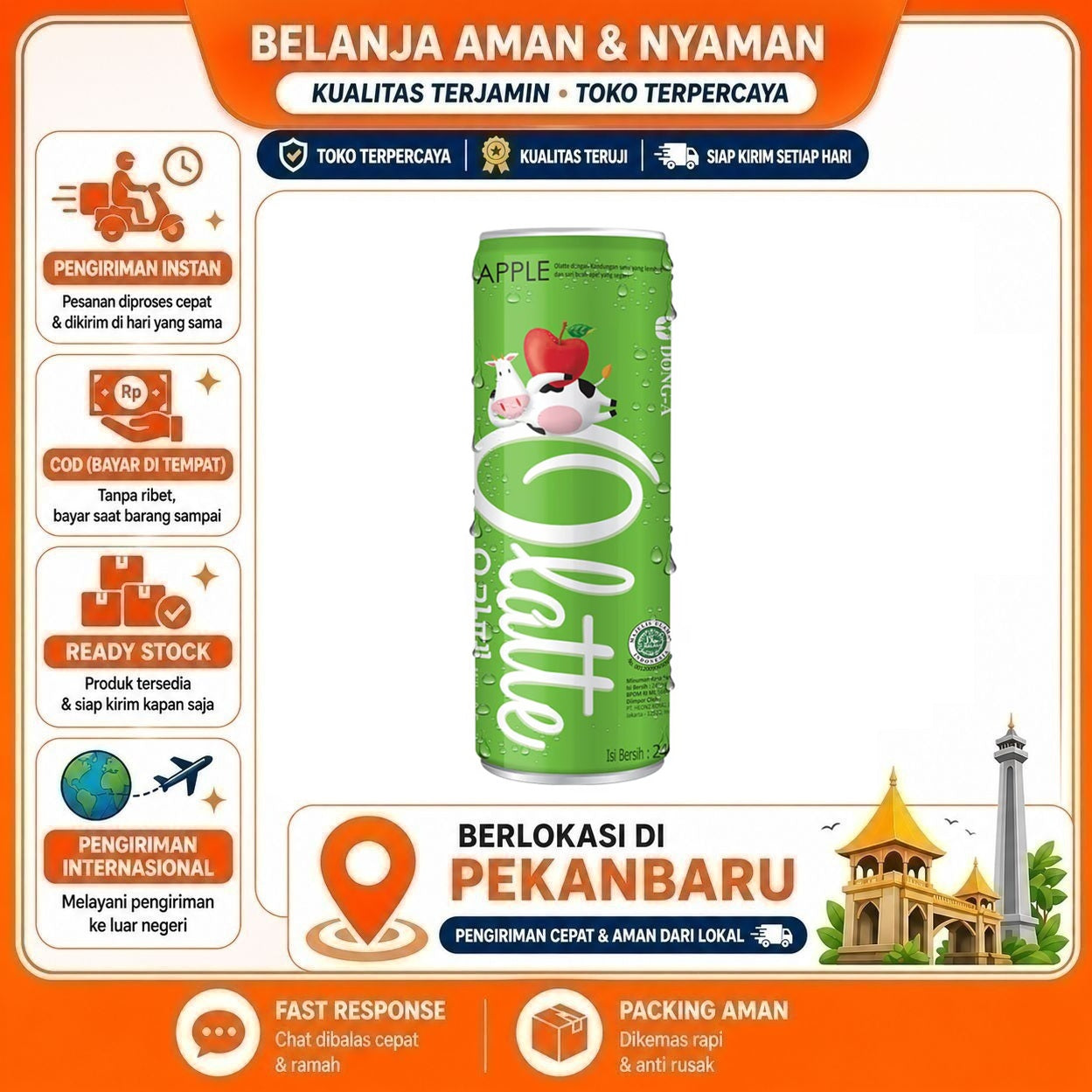[SDW] pekanbaru/240ml Olatte Milky & Fruity Apple Fruit Milk Flavor Minuman Susu Rasa Buah Apel