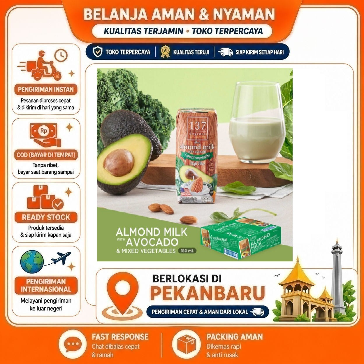 [SDW] pekanbaru/180ml 137 Degrees Almond With Avocado 7 Mixed Vegetables Susu Non-Dairy Buah Alpukat