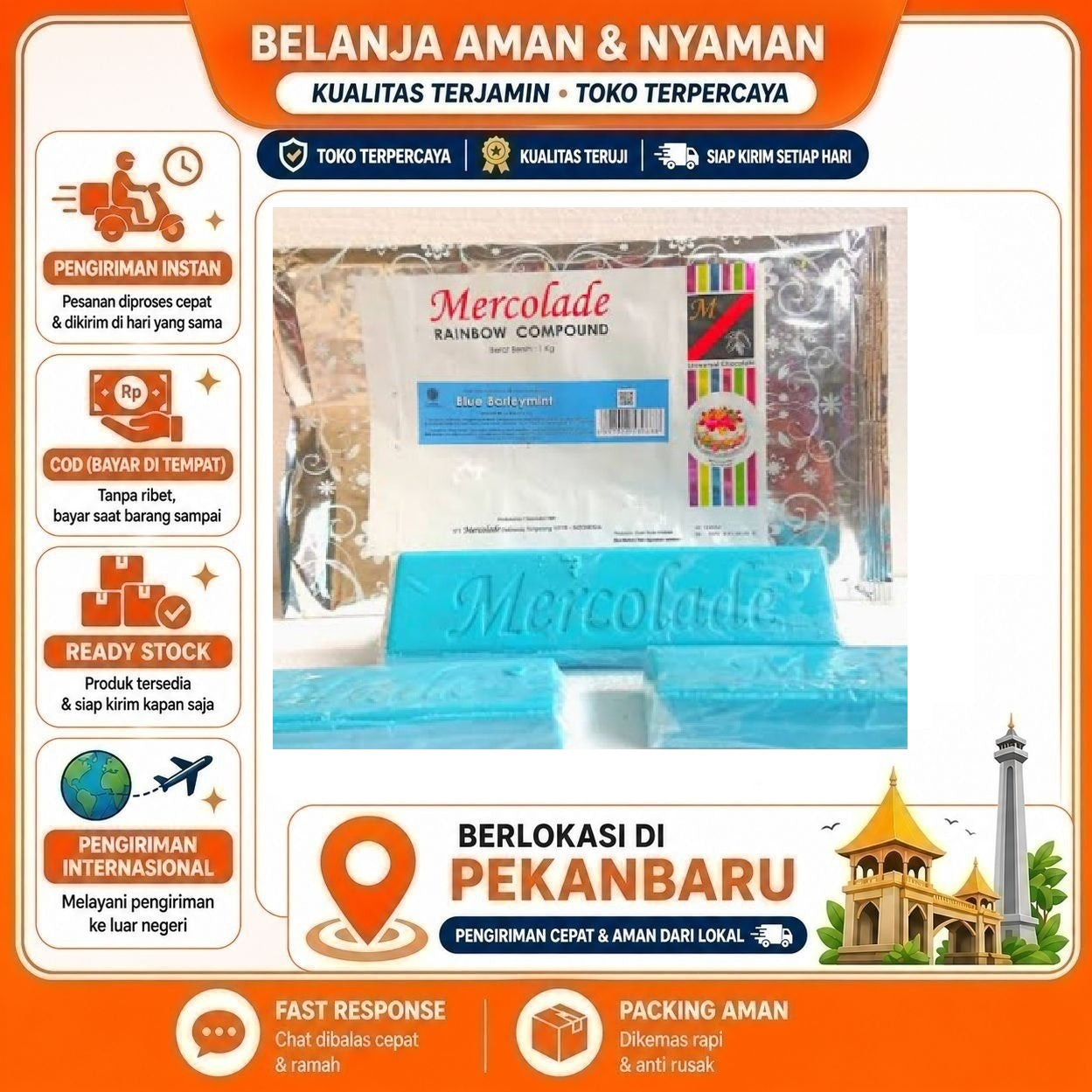 [SDW] pekanbaru/Mercolade Blue Barleymint 1 Batang Rainbow Compound Potongan Warna Biru Bahan Kue