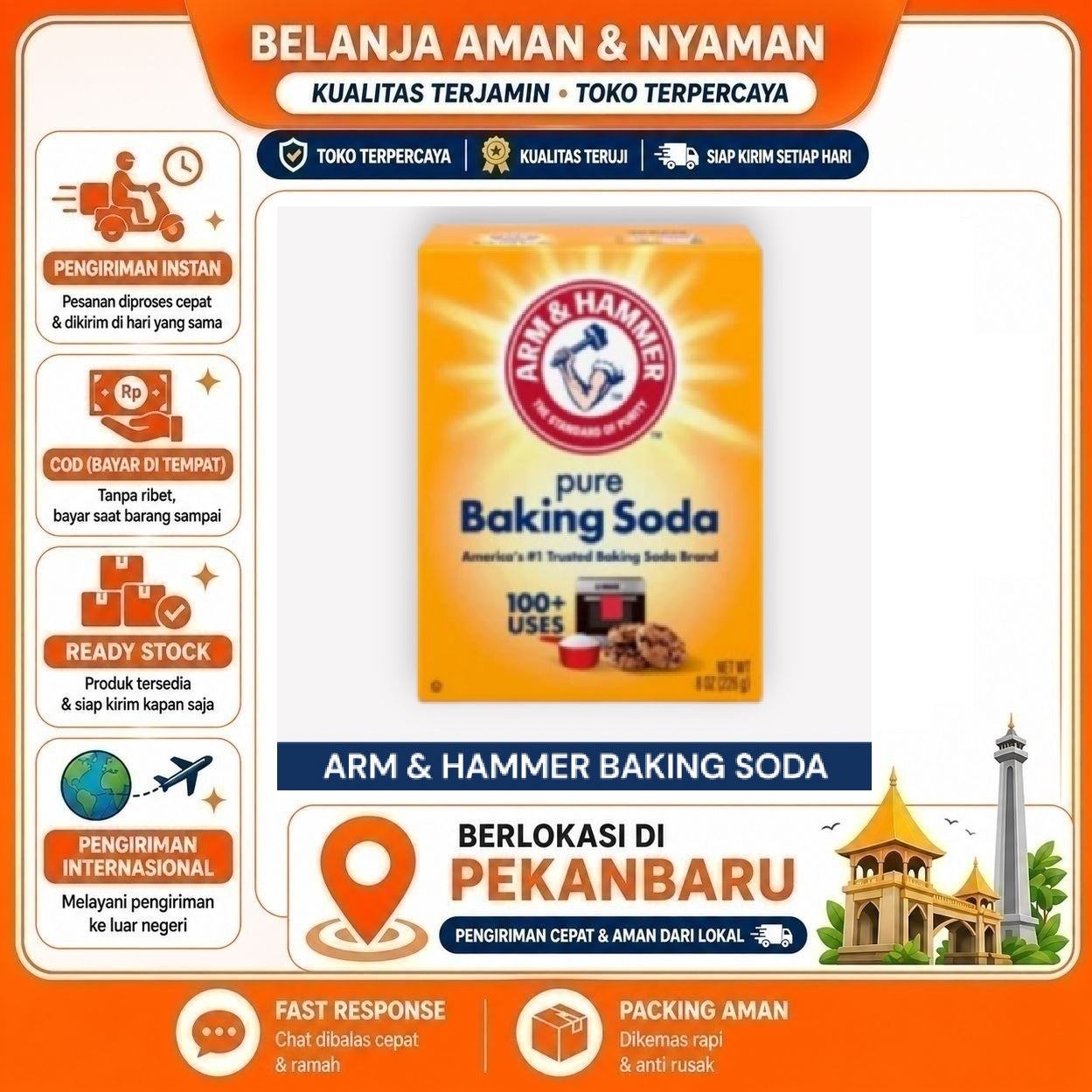 [SDW] pekanbaru/Arm & Hammer Pure Baking Soda 226 gr Aman untuk Berbagai Kebutuhan Serbaguna Halal