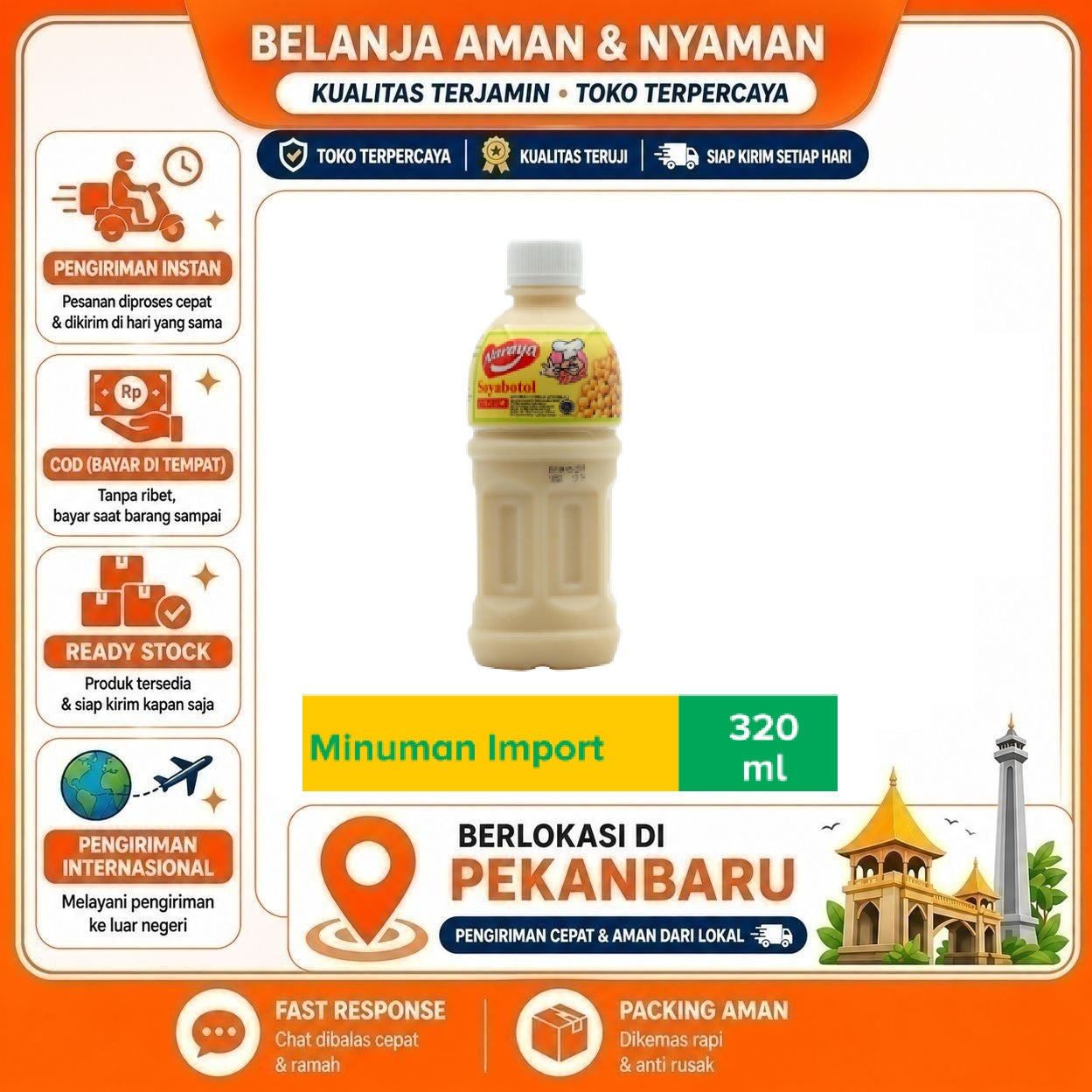[SDW] pekanbaru/320ml Naraya Soyabotol Halal Minuman Susu Non-Dairy Kacang Kedelai Soya Bean Milk