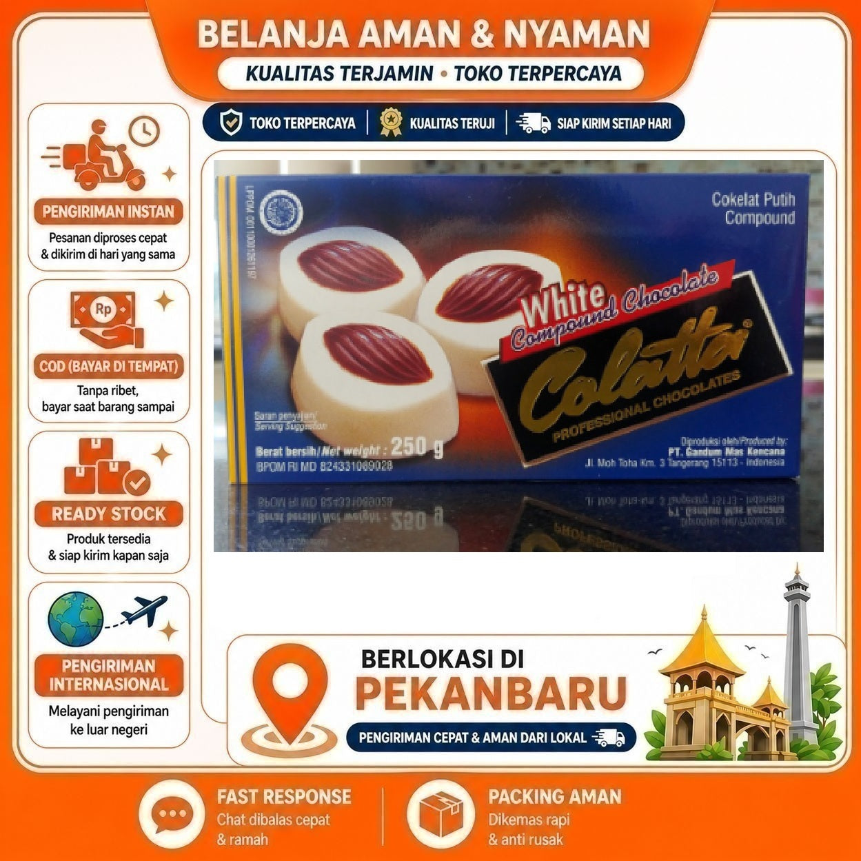 [SDW] pekanbaru/250 Gram Colatta White Compound Chocolate Cokelat Putih Coklat Batang Lembut Halal