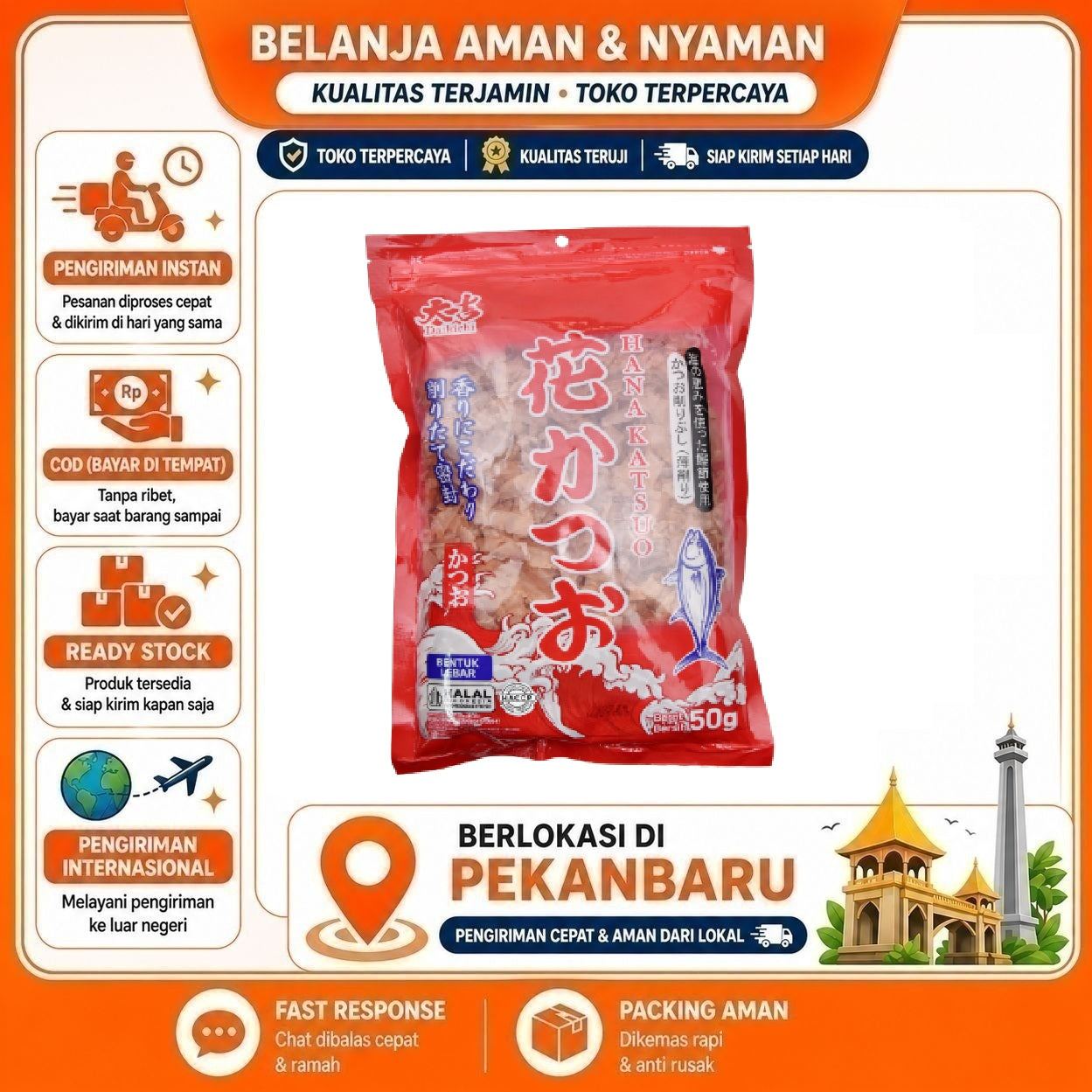 [SDW] pekanbaru/50 gr Hana Katsuobushi Java Super Food Rendah Lemak, Tinggi Gizi, Mudah Disimpan