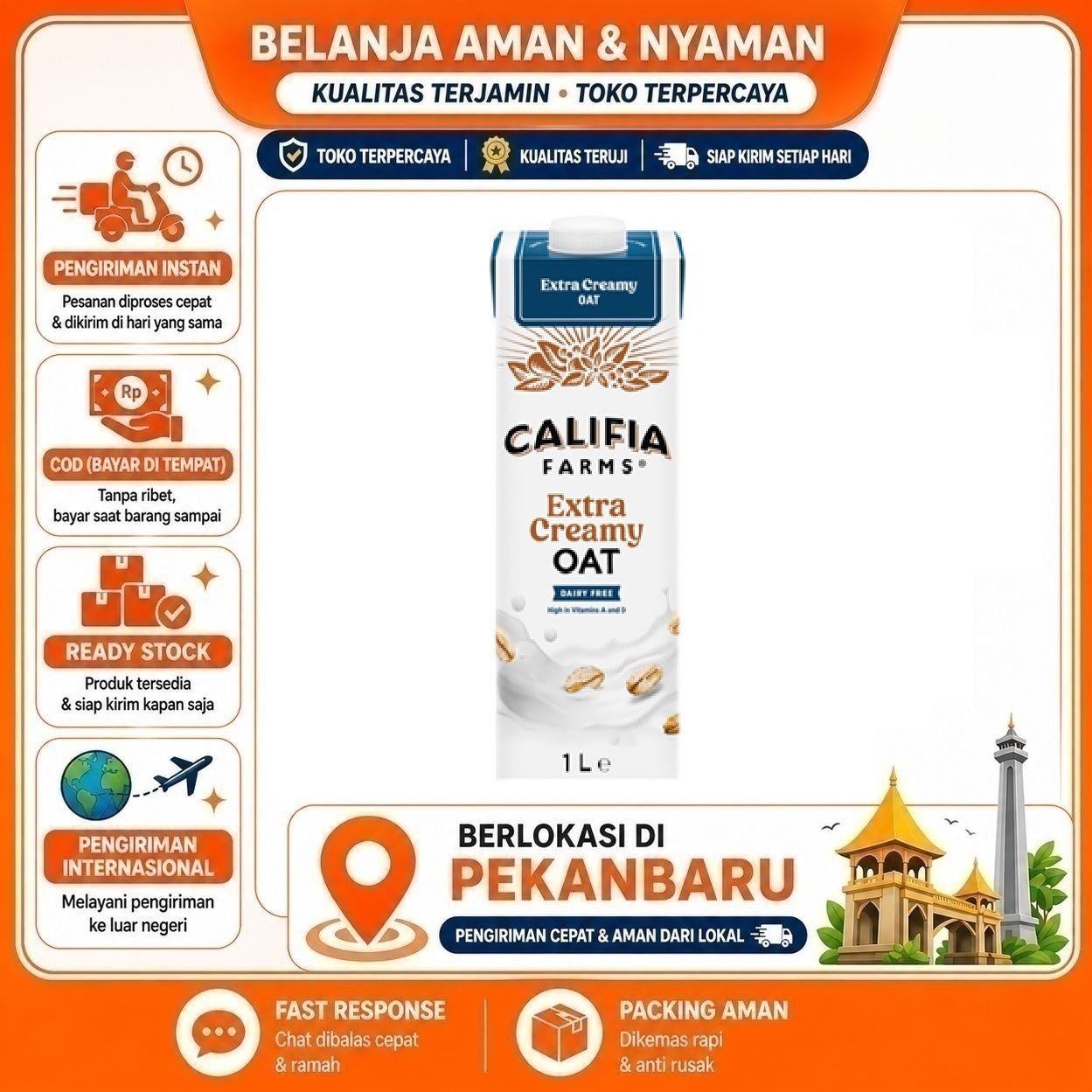 [SDW] pekanbaru/1 Liter Califia farms Extra Creamy Oat Dairy Free High In Vitamins A & D Minuman 1L