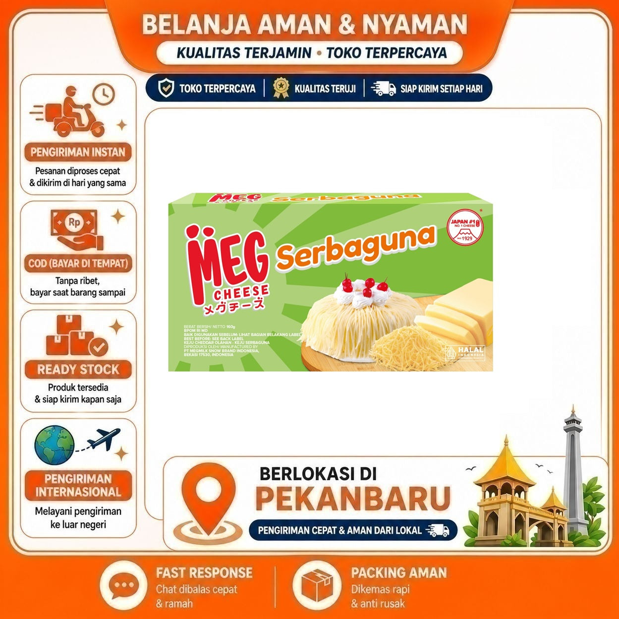 [SDW] pekanbaru/160 Gram Meg Cheese Serbaguna Keju Bahan Makanan Bergizi Rasa Gurih Berkualitas Enak